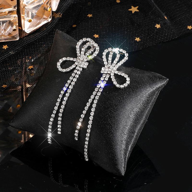 Luxury Rhinestone Women's Earrings For women Bowknot Zircon Earrings New Shiny Wedding Statement Party Jewelry Gifts