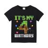 Miner Crafting Number T-shirt Pixels 1-9 Birthday Party Supplies Short Sleeve Tee Boys Girls Summer Clothing Simple Base Tshirt