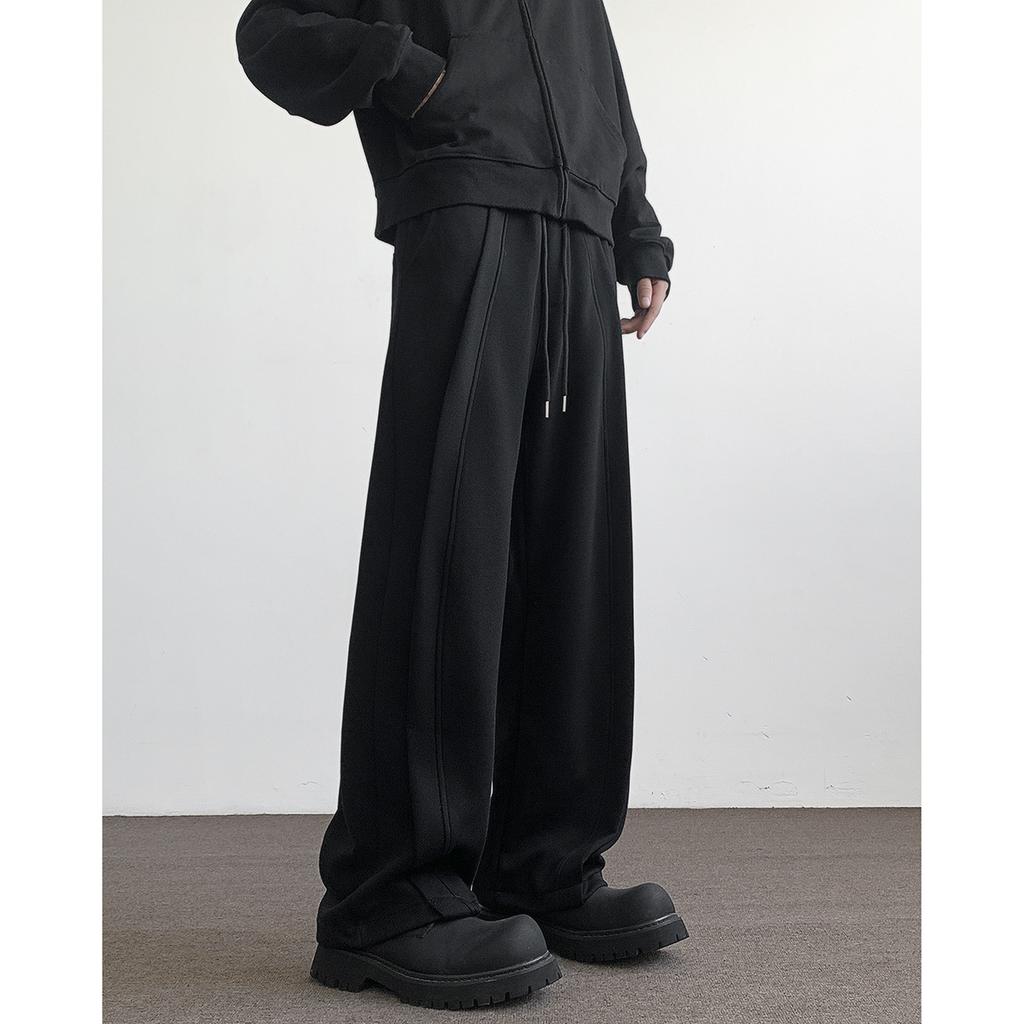 Light gray sweatpants men's spring and autumn loose straight youth casual trousers trendy wide-leg scimitar sweatpants
