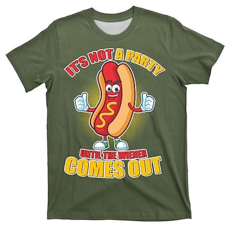 Men's Tee Offensive T Shirts Graphic Hot Dog Crew Neck Clothing Apparel 3D Print Outdoor Casual Short Sleeve Print Vintage Fashion