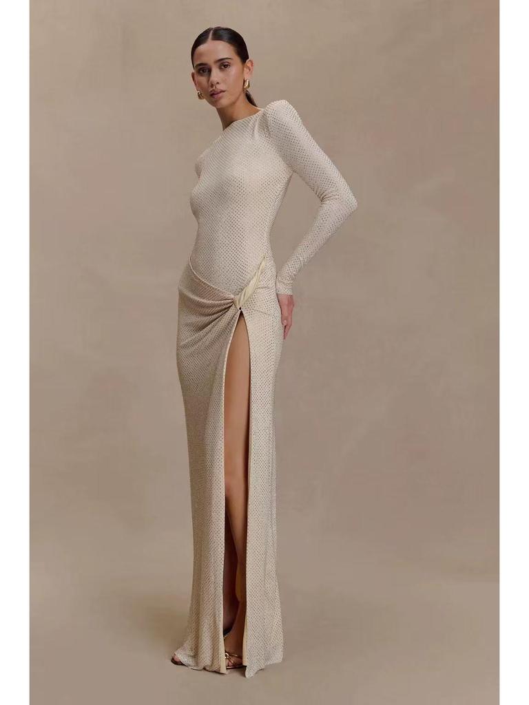 Elegant European & American One-Shoulder Twisted Evening Dress for Women