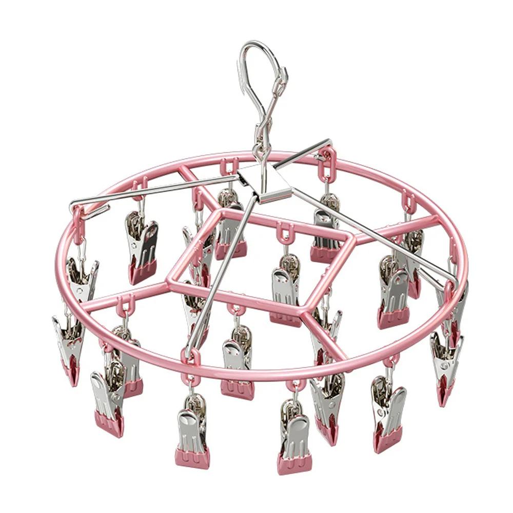 Steel Clothes Drying Hanger Windproof Clothing Rack Clips Sock Towel Bra Laundry Fine Airer Hanger Underwear Socks Holder