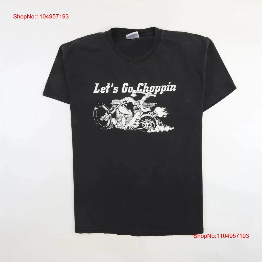 Vintage Lets Go Choppin Biker Motorcycle T Shirt Size Large Vintage Washed Stretched Soft Comfortable Breathable