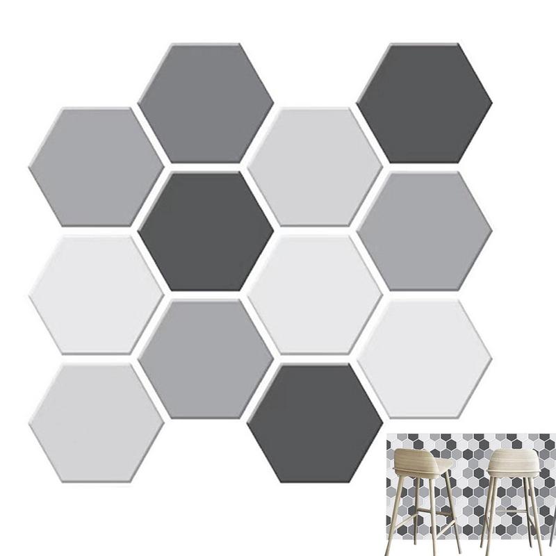 Wall Tile Stickers 10 Sheets Laundry Room Decals 3D Vanity Peel And Stick Wall Tile Hexagon For Kitchens Bathrooms Fireplace