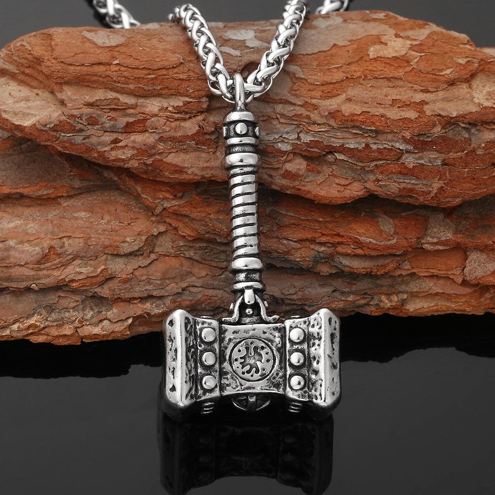 Colier cu pandantiv cu ciocanul lui Thor, viking nordic din oțel inoxidabil, bijuterii pentru bărbați 