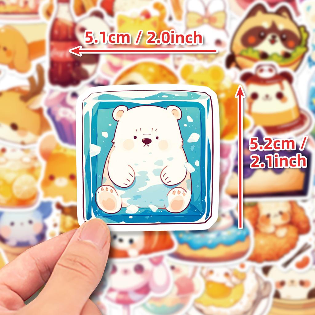 50 Cartoon Food Images Food Graffiti Stickers Japanese Ice Cream Cake Diy Luggage Water Cup Stickers