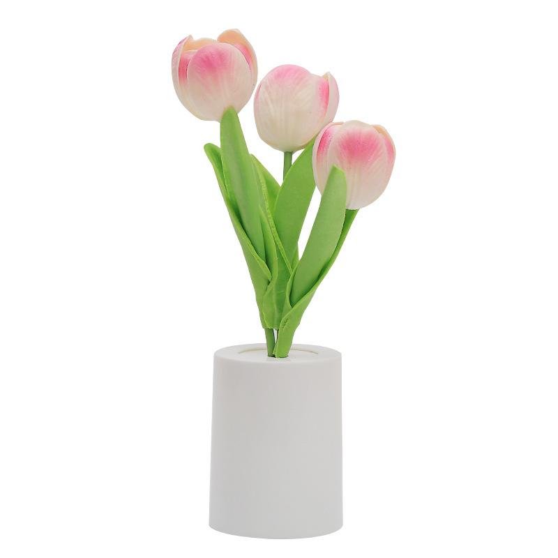 LED Tulip Nightlight Simulation Bouquet Warm Light Atmosphere Light Bedroom Living Room Bedhead Desktop Decoration Lamp Gift