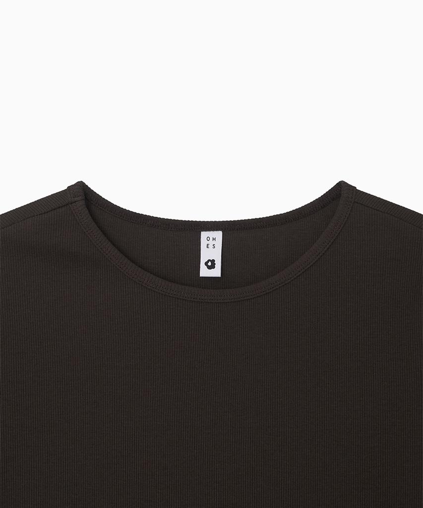 Ohesio Basic Slim Ribbed T-Shirt, Brown