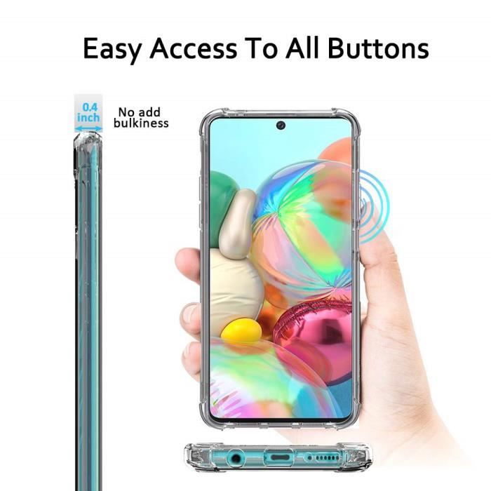 Pour Samsung Galaxy A71,Transparent Souple Antichoc Bumper Housse Anti-Scratch Silicone TPU Soft Housse Protection Silicone Coque