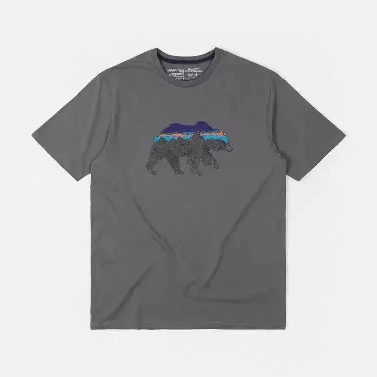 American Mountain Graffiti Print Short-sleeved Men's and Women's Plus Size T-shirt Summer New Fashion Retro Classic Cotton Top