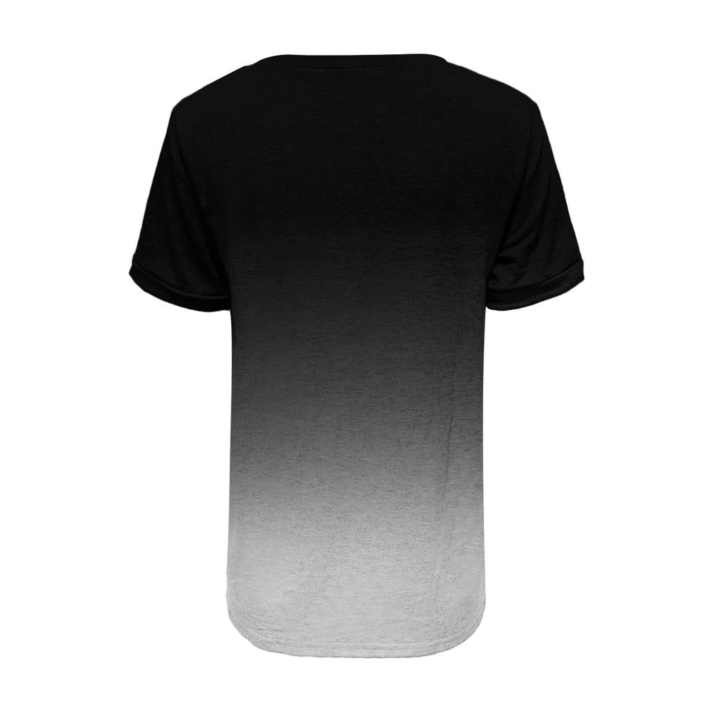 Women's Fashionable Casual Summer Gradient V-neck Button Short-sleeved Top