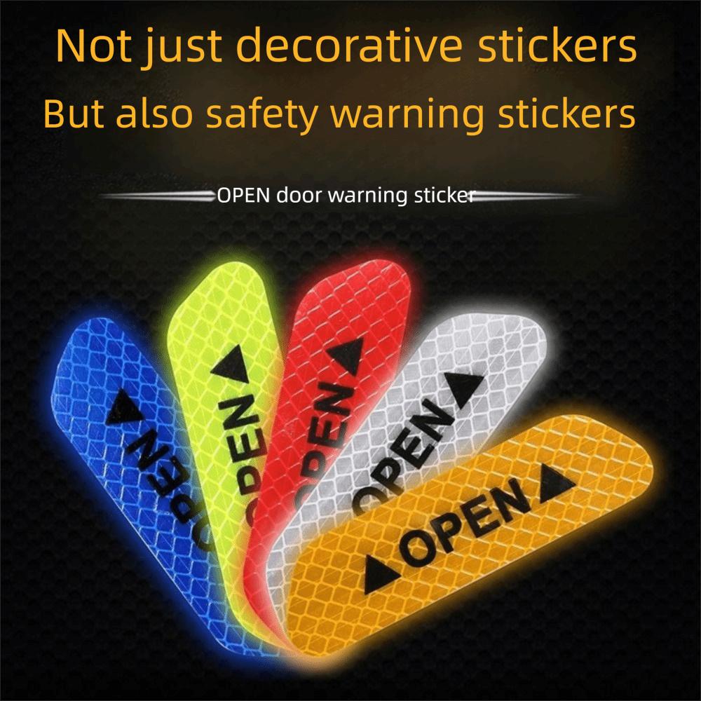 4 PCS Auto PET Reflective Car Door Sticker Interior Exterior Reflector Tape Decal Universal Car Accessories Helmet