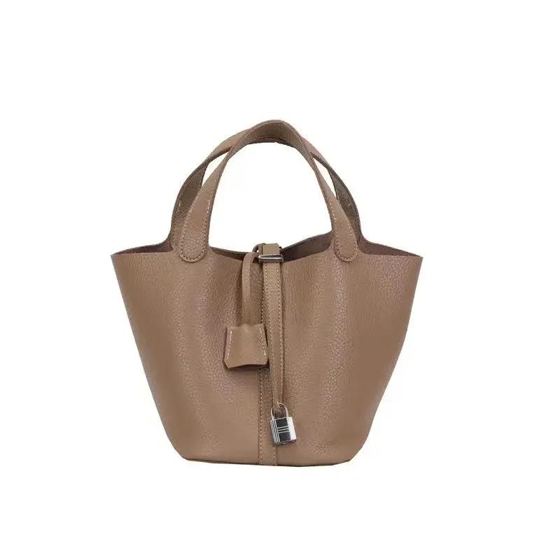 

Женская сумка-корзина из коровьей кожи, сумка-ведро из натуральной кожи, большая вместимость, с узором, с ручкой сверху