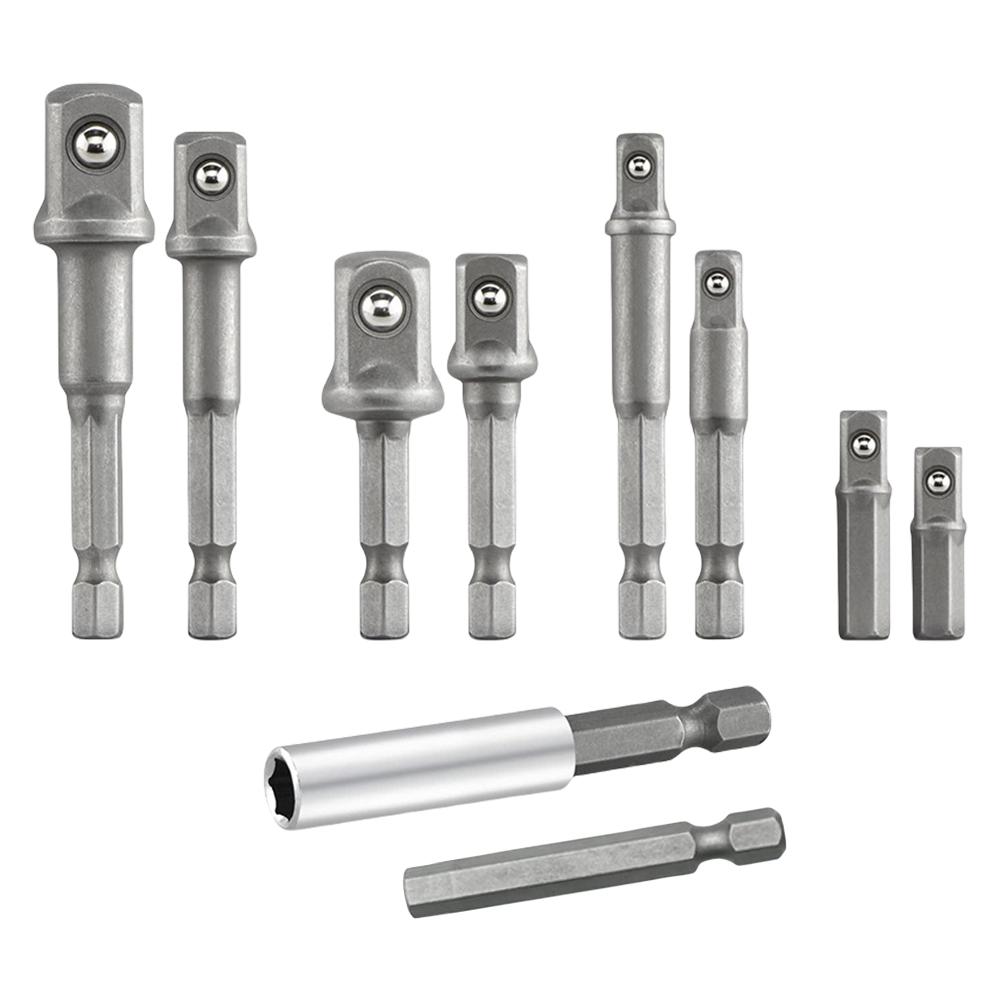 

10Pcs Socket Adapter Set Extension Drill Bits Bar Set 1/4 3/8 1/2inch Driver Bit Set Wrench Extension for Electric Screwdriver