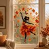 PVC Static Autumn Ballerina Window Cling Aesthetic Maple Leaf Butterfly Glass Decal  Home Decor
