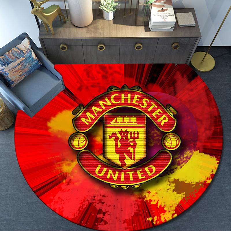 Man Utd2 Round Area Rug,Carpet Rug for Living Room Bedroom Sofa Playroom Decor,Non-slip Floor Mat