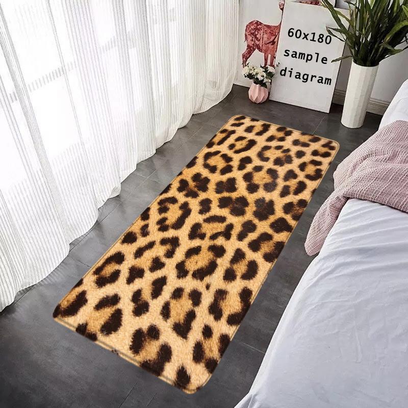 Doormat Flannel Floor Mat Leopard Grain Indoor Foot Rug Bedside Mats Kitchen Corridor Water Absorbent Carpet Ideal Balcony Decor