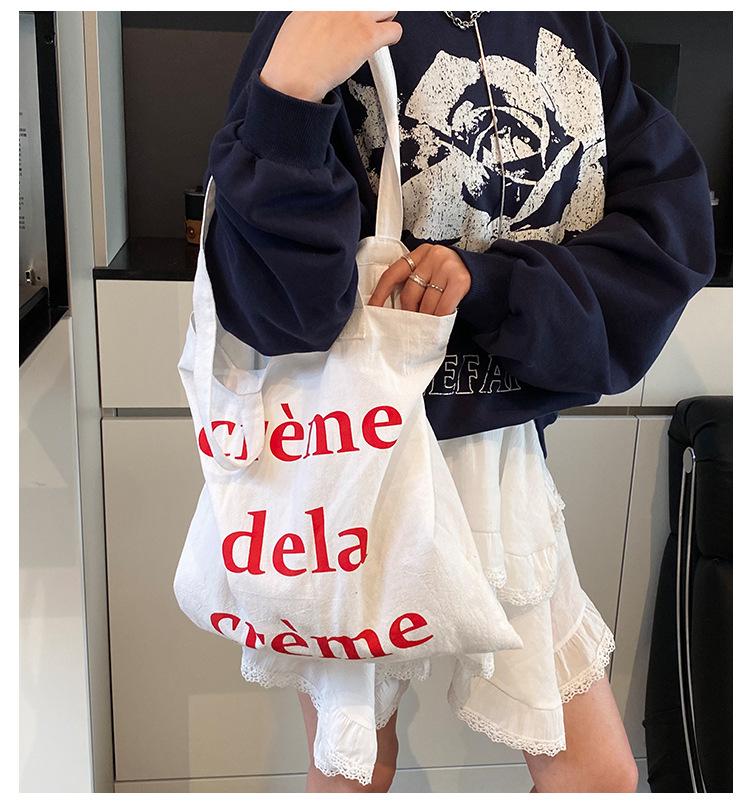 Canvas Bag Female College Student Class 2025 New Summer Versatile Large-capacity Bag Shopping Bag Commuter Tote Bag