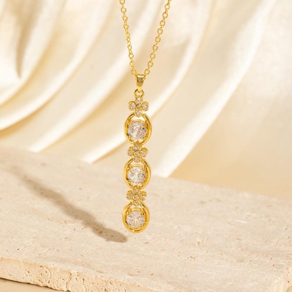 

Luxury Pendant Collarbone Chain Colorful Zircon Long Tassel Necklace Jewelry Accessories Style 6