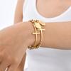 Stainless Steel Cross Curved Card Round Card Three-Color Beaded Gold Bracelet 2006