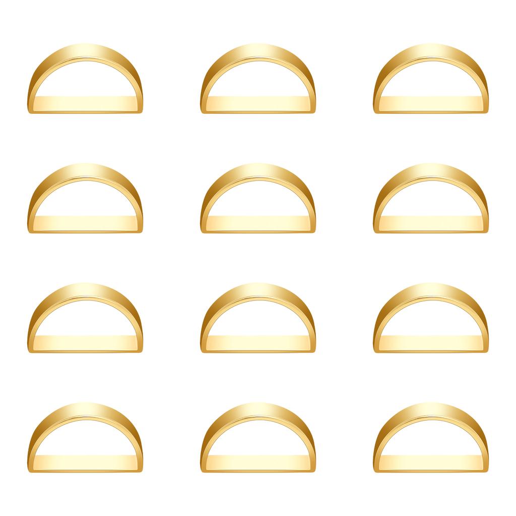 12Pcs Zinc Alloy Napkin Ring D-shaped Gold Napkin Rings Holder Wedding Banquet Birthday Party Dinnig Table Decoration