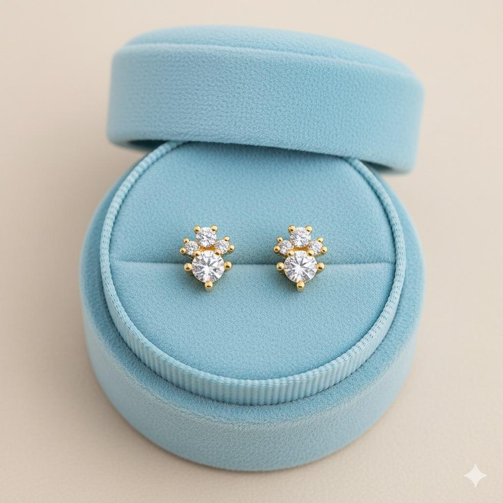 Minimale Twin Spark Ohrringe - Sterlingsilber Gelbvergoldet