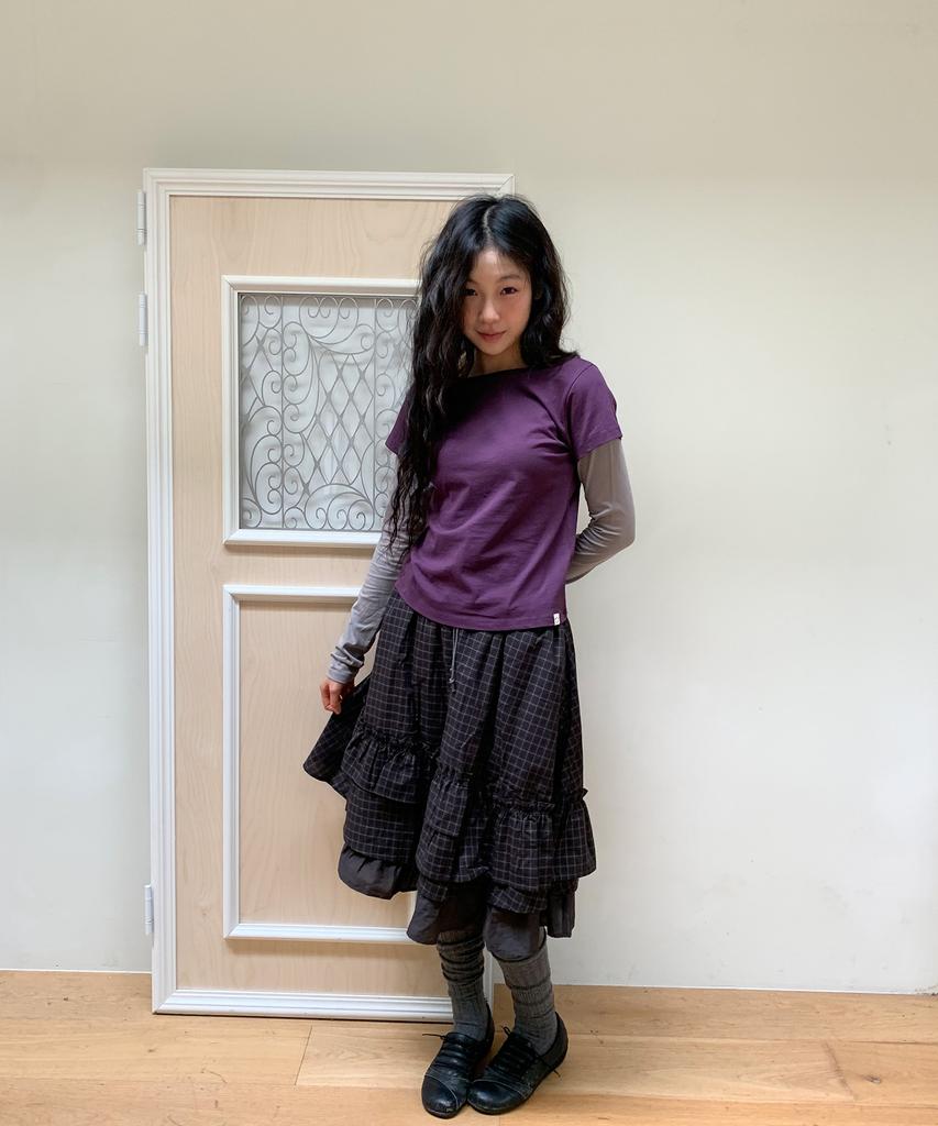 OHESHIO Floral Label Layered T-Shirt, Purple