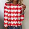 Love Heart Graphic 3D Digital Printed Women's Fashionable and Personalized Round Neck Long Sleeved T-shirt