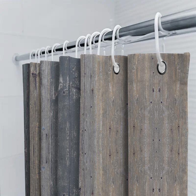 DIY custom personalized wood grain shower curtain with name decorations for bathroom home decor 20XX series
