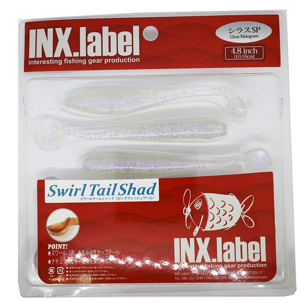 INX LABEL Swirl Tail Shad inch 4.8 #03 Clear/Hologram