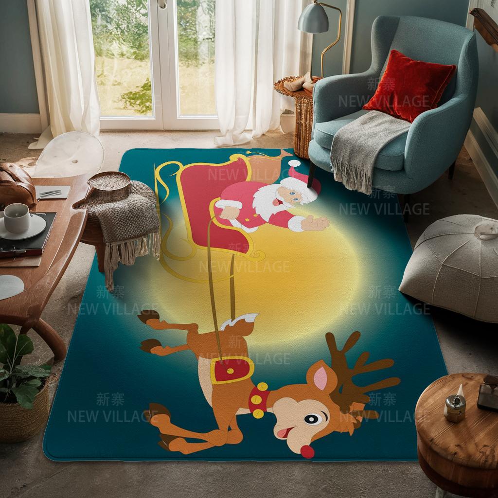 House Entrance Carpet Home Door Mat Living Room Bath Foot Bathroom Non-slip Water Absorption Rugs Bath Merry Christmas Winter