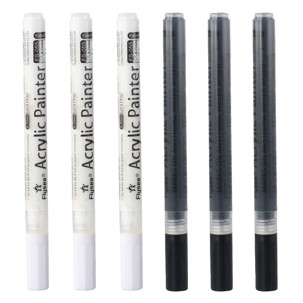 Plastic Paint Pens Black White Paint Pen Acrylic Paint Pens Acrylic Markers  for DIY