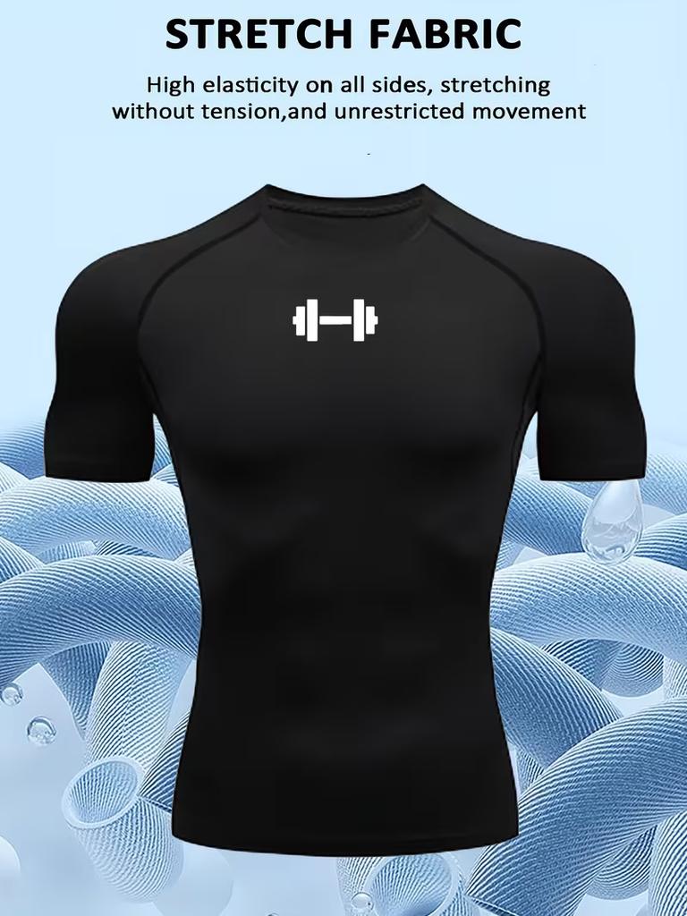 Tights T-shirt Men's Fitness Short Sleeves, High Elastic Training Clothes, Elastic Quick-drying Breathable Undershirt