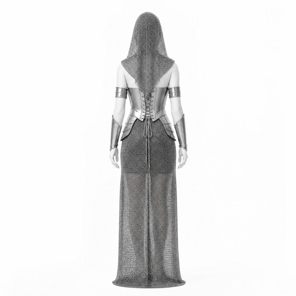Mittelalterliches Fantasy-Kettenhemdkleid für Cosplay und Halloween-Kostüme