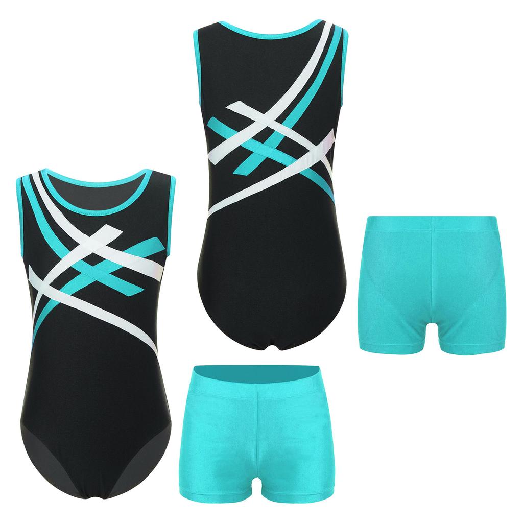 Kids Boys Gymnastics Outfits Unitard Athletic Leotard Shorts Set for Ballet Dance Practice Wrestling Singlets
