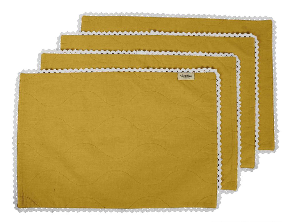 Vargottam Schwarze Heimdeko Baumwolle Flex Wendestoff Weiße Spitze Platzsets Tisch Essmatten-Set von