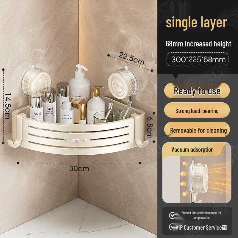 Suction Cup Triangle Bathroom Wall-Mounted Storage Basket for Toiletries