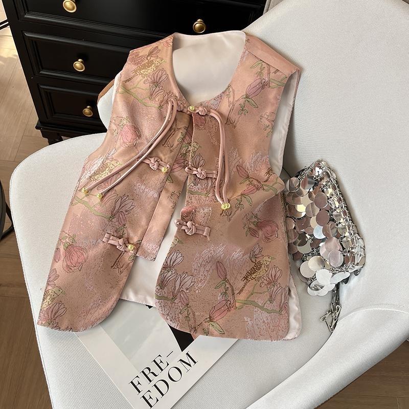 Jacquard vest vest women's spring 2025 new temperament sleeveless button-up top