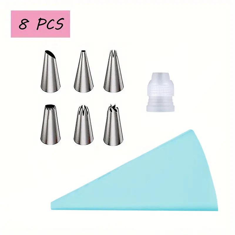 Piping Tip Set: 21-Piece Cake Decorating & Baking Tools with Cream Piping Bags 8-piece tip set (Blue)