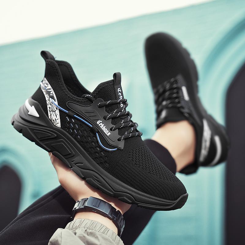 

Модная Высококачественная Повседневная Удобная Кроссовка Для Улицы Противоскользящая Сетчатая Вентилируемая Обувь для Бега Мужская Трендовая С Мягкой Подошвой Спортивная Обувь 39 чёрный