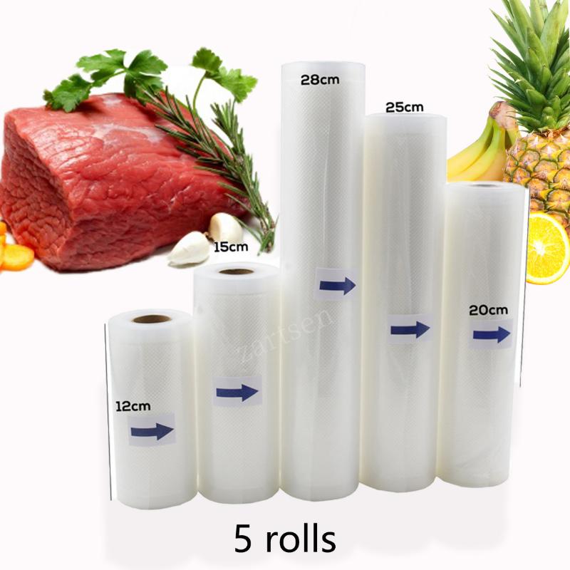 Bags For Food Vacuum Sealer Bags Rolls Storage BPA-Free For Vacuum Sealer Packaging 5 Rolls/lot 12+15+20+25+28cm*500cm