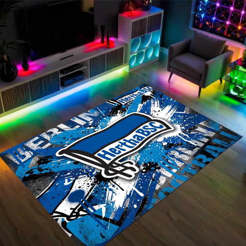 Hertha bsc FC Design Tappeto in Velluto di Cristallo Accogliente Non?Tappeto Stampato Antiscivolo per Camera da Letto Soggiorno Ingresso