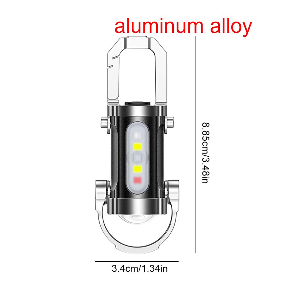 Rechargeable Keychain Flashlights 800 Lumens COB LED Work Light 7 Modes Emergency Keychain Light for Walking Hiking Emergency