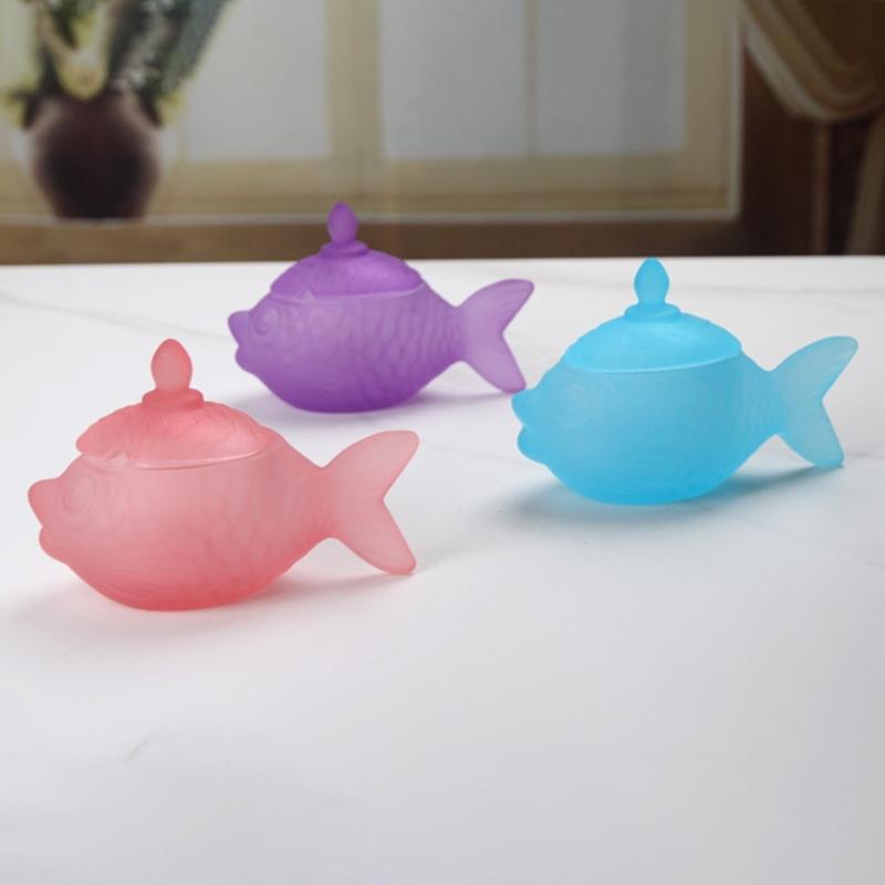 Delicate Fish Themed Glass Jar With Tight Seal Suitable For Storing Sweets Spices Or Office Supplies 16cm Size