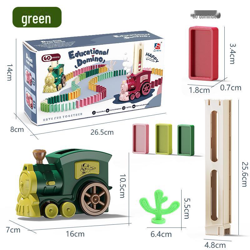Educational Electric Train Toy with Automatic Domino Setup and Sound & Light Effects