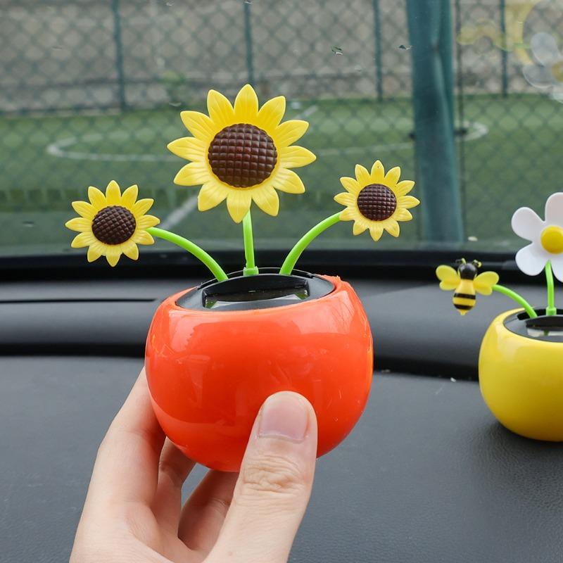 Auto Solar Schwingende Sonnenblume Dekoration Niedliche Biene Sonnenblume Blume Spielzeug Auto Innenraum Dekoration Styling Heimdekorationen Zubehör