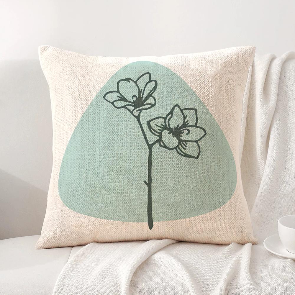 Minimalist Plants Cushion Cover Natural Linen Organic Fabric DoubleSided Printing Sofa Home Decor Gift Pillow Cover