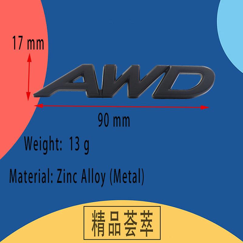 3D AWD för Skärm baklucka Namnskylt Dekal Emblem Märke Klistermärke