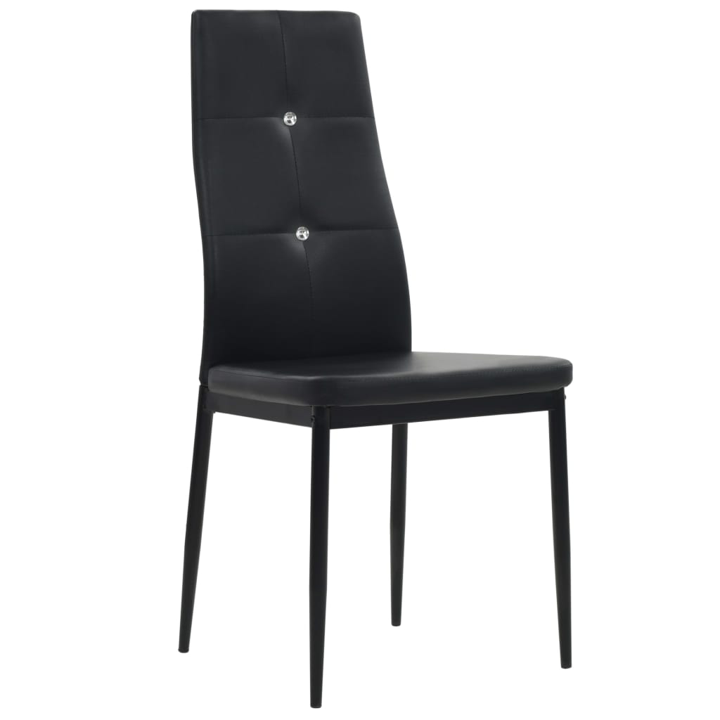 Vidaxl Dining Chairs, 4 Pcs, Black, Upholstered In Faux Leather