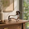 Dog Statue - Puppy Figurine for Home Decor, Wrought Animal Sculpture for Shelf, Desk, Garden